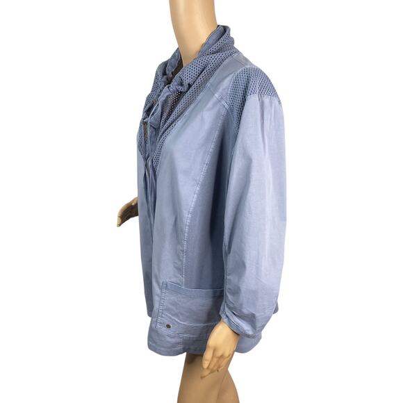 XCVI Wearables Fjord Light Blue Gray Zip Up Lagenlook Minimalist Jacket SZ 3X - Picture 6 of 10